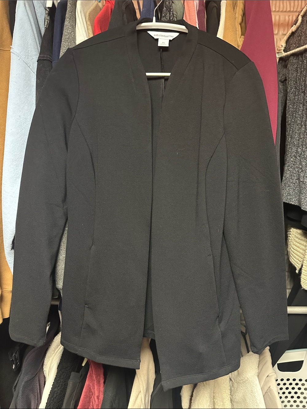 Liz Claiborne Black Open-Front Shirt Jacket